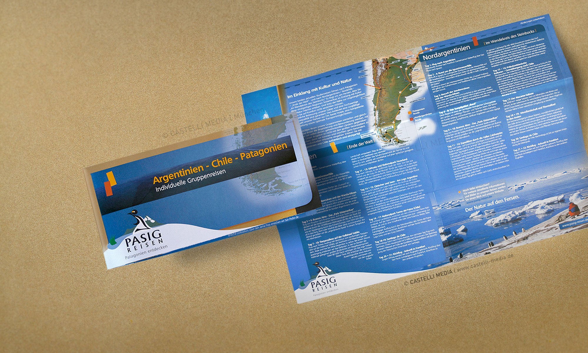 Flyer und broschüre einer Reiseveranstalter