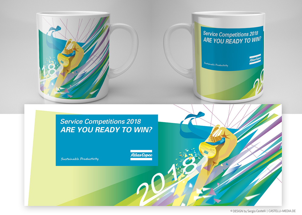 Design von Tassen-Becher für Atlas Copco Tassen-Becher Design für die Competition Afür Atlas Copco