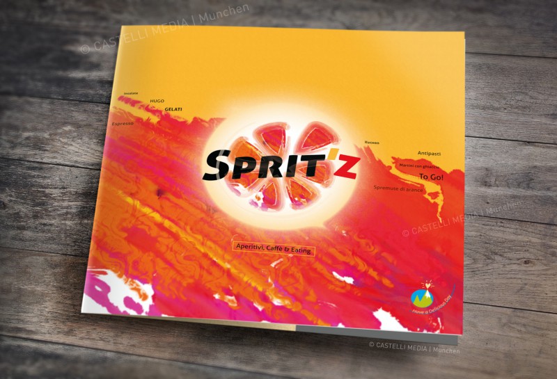 spritz-getraenkekarte Corporate Design Logodesign Flyer Plakate Speisekarte Eiskarte