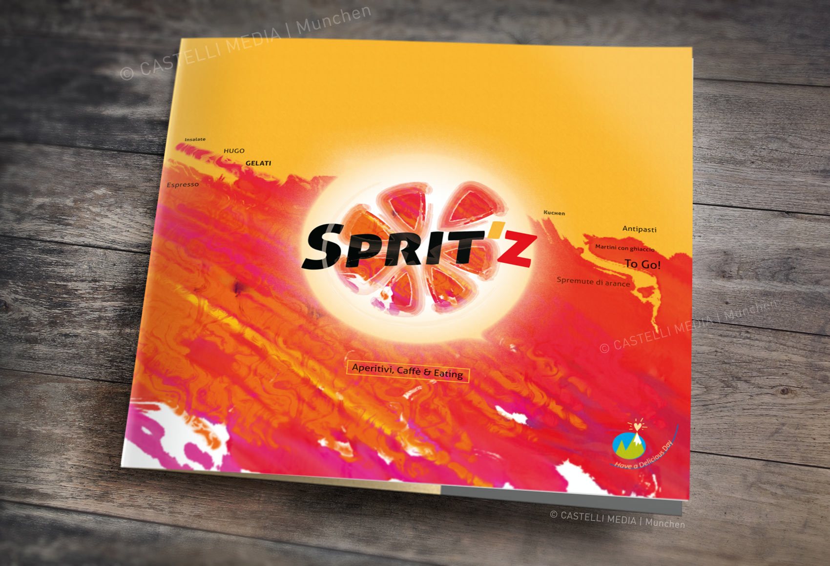 spritz-getraenkekarte Corporate Design Logodesign Flyer Plakate Speisekarte Eiskarte